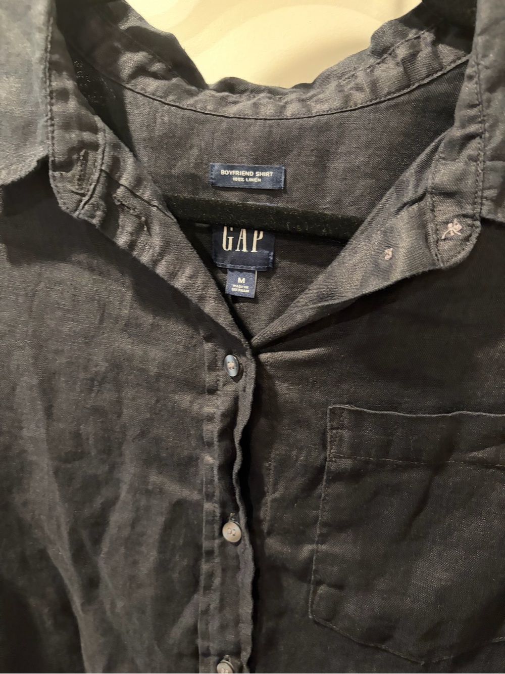 GAP Black Linen Button-Down | Size Medium | - Picture 3 of 4